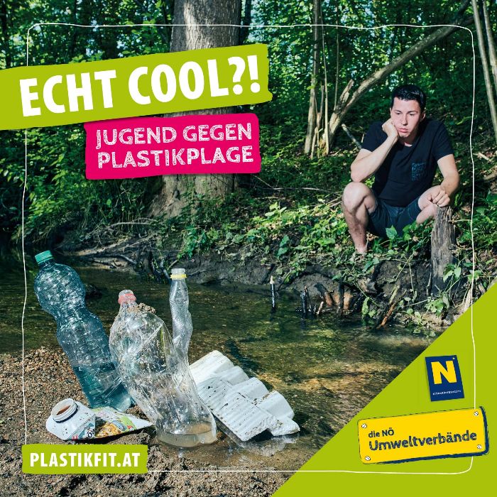 Plakat mit Plastikabfllen